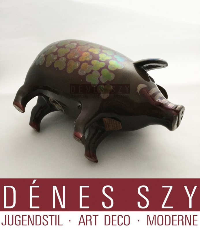 Tirelire, Eosin, céramique Art Nouveau, Vilmos ZSOLNAY, Hongrie Pecs 1900