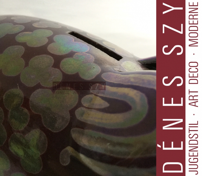 Tirelire, Eosin, céramique Art Nouveau, Vilmos ZSOLNAY, Hongrie Pecs 1900