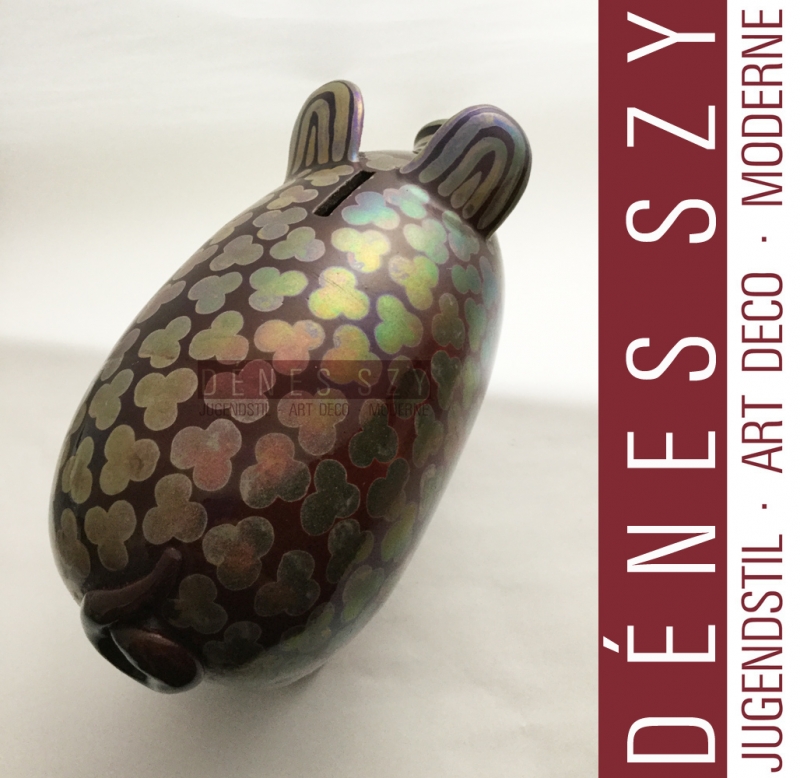 Tirelire, Eosin, céramique Art Nouveau, Vilmos ZSOLNAY, Hongrie Pecs 1900