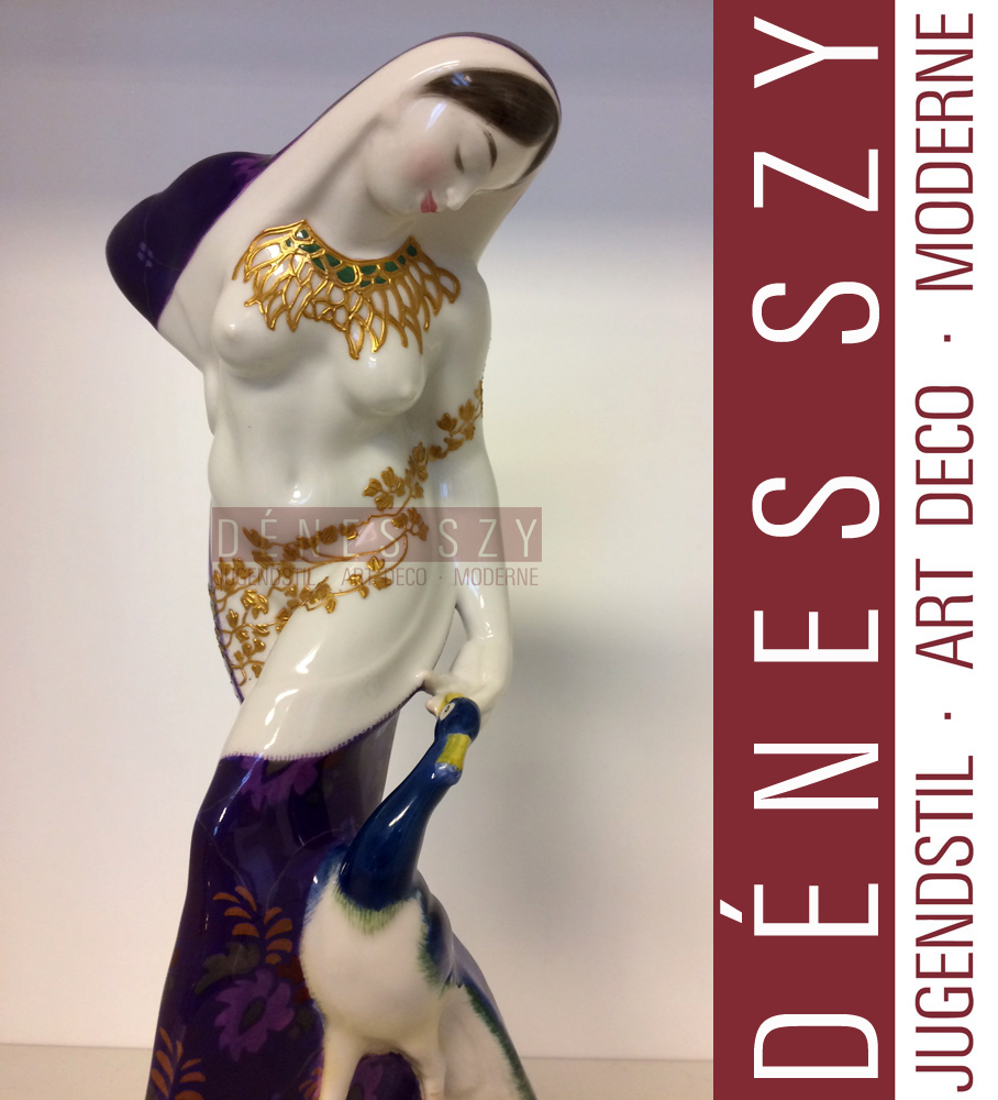 KPM Royal Berlin, german porcelain figure, rich woman with peacock