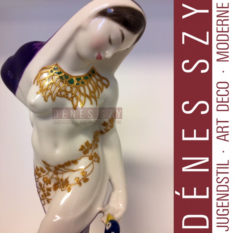 KPM Royal Berlin, german porcelain figure, rich woman with peacock