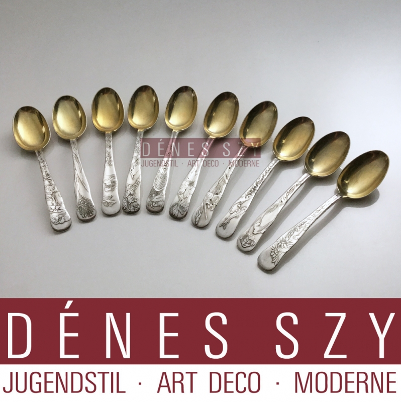 Tiffany Jugendstil Silberbesteck LAP OVER EDGE Kaffeeloeffel