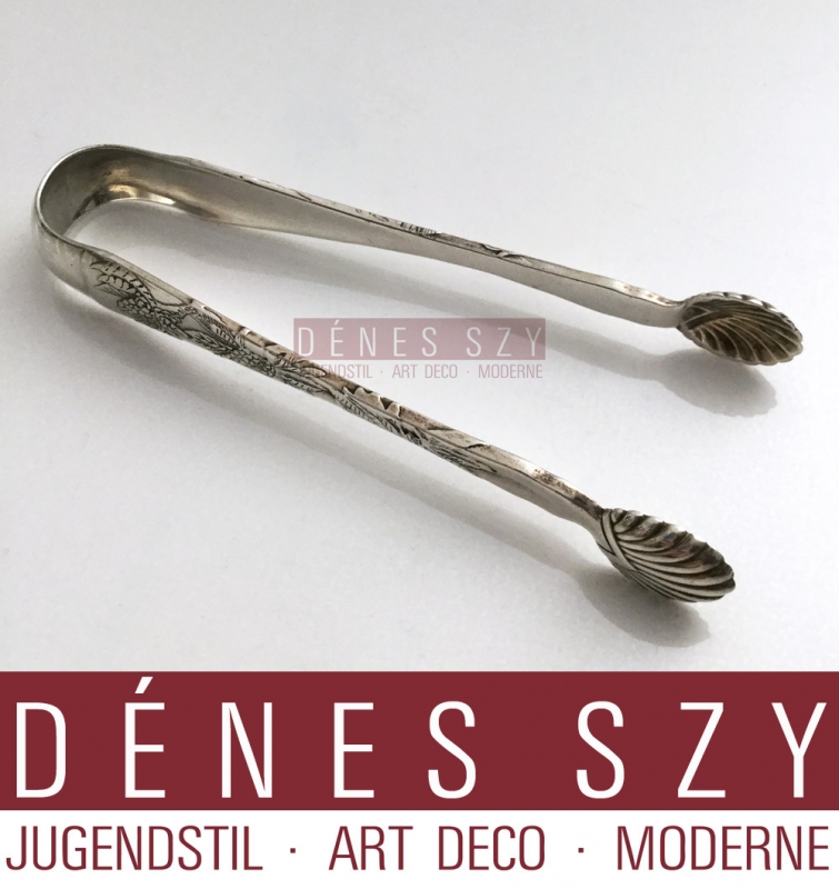 Couverts, PINCES À SUCRE, argent massif, Conception: Charles Grosjean 1880, Exécution: Tiffany and Co. New York 1880-91, USA, Argent 925, argent sterling, Modèle n ° 1880 avec un crabe