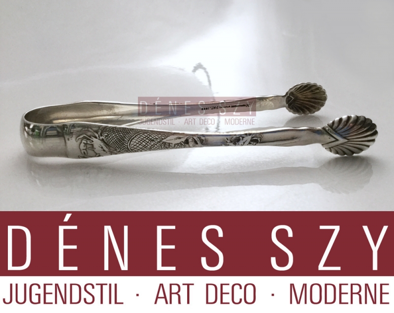 Posate in argento di Tiffany Art Nouveau Pinza da zucchero Lap over Edge