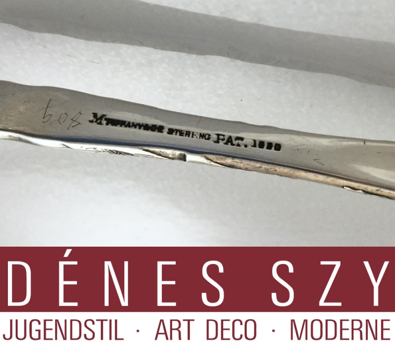 Posate in argento di Tiffany Art Nouveau Pinza da zucchero Lap over Edge