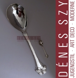 Frigast, Art Nouveau butterfly pattern sterling silver cutlery, large berry serving spoon 1920