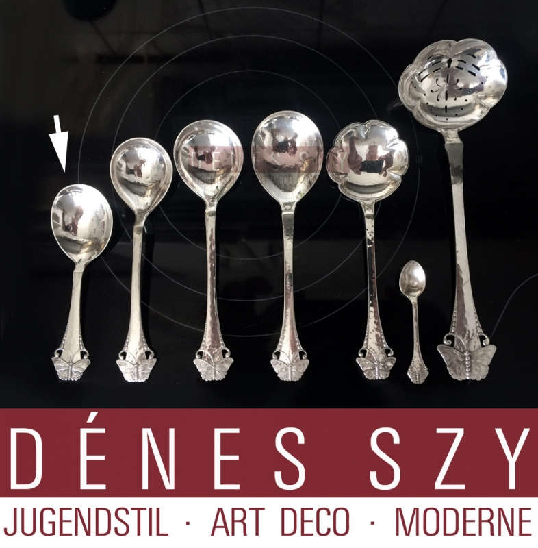 Art Nouveau Silber CADDYSPOON Schmetterling Muster SOMMERFUGL