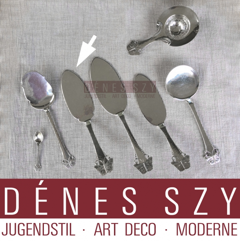 Frigast, danish Art nouveau butterfly pattern sterling silver cutlery, lg pastry server 1920