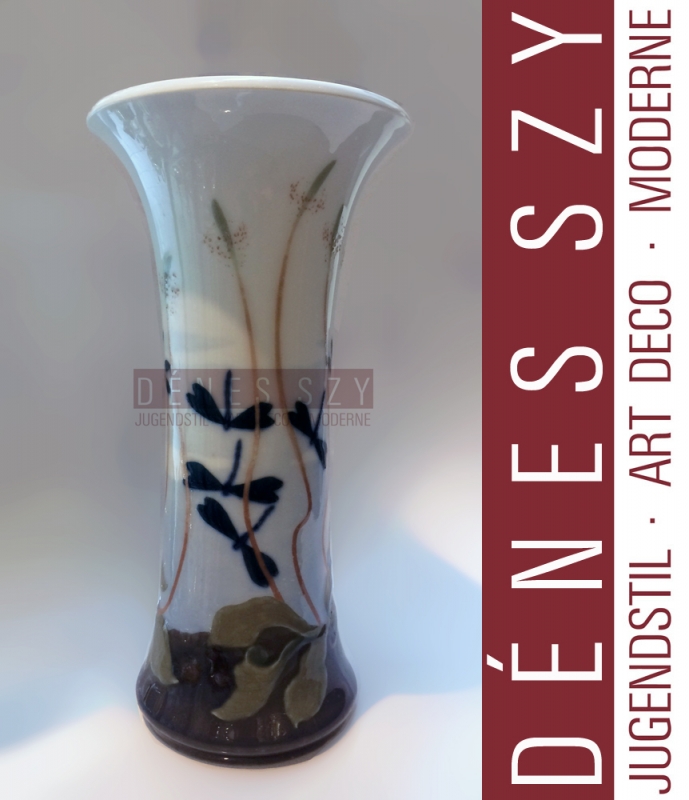 Meissener Jugendstil Porzellan Vase um 1900 Libellen Dekor
