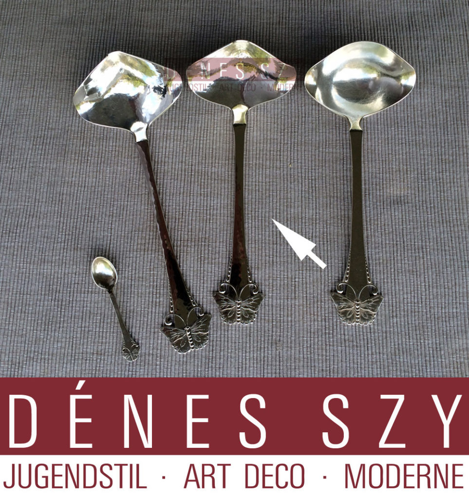 Art Nouveau Silber SAUCENKELLE Schmetterling Muster SOMMERFUGL