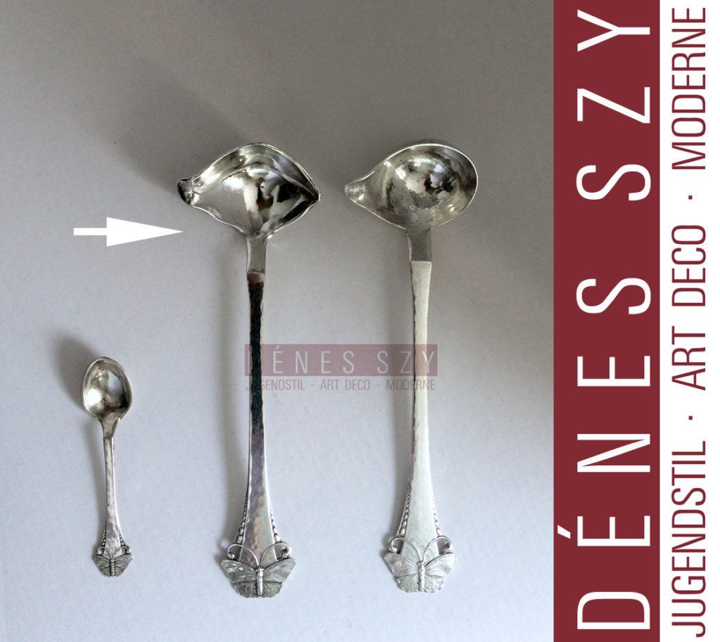 mestolo da panna in argento danese epoca liberty collezione farfalle