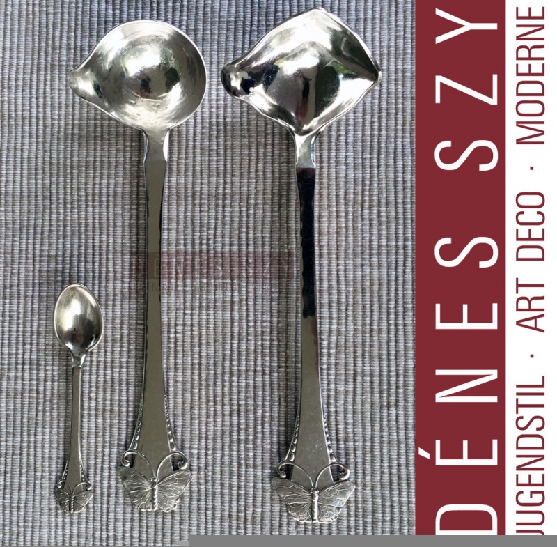 mestolo da panna in argento danese epoca liberty collezione farfalle