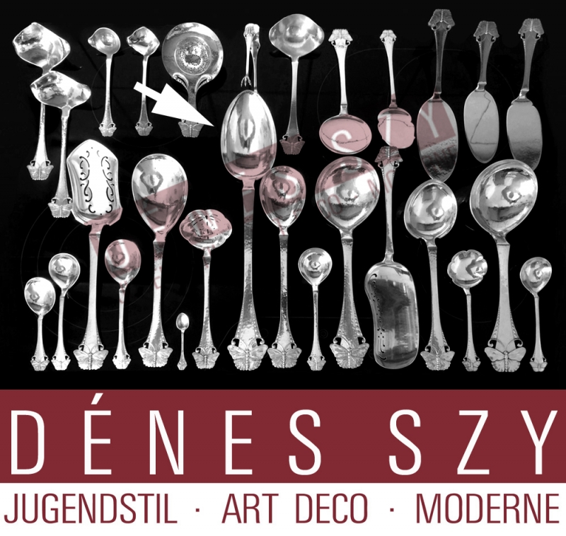 XXL cucchiaio da servire in argento danese epoca liberty collezione farfalle