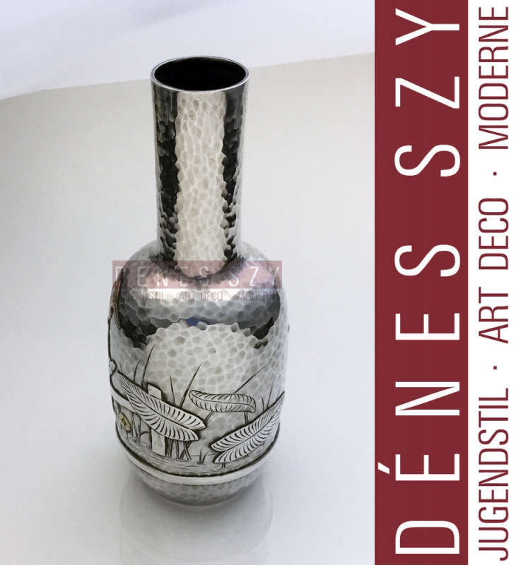 TIFFANY & Co American Sterling mixed metal japanesque bud vase