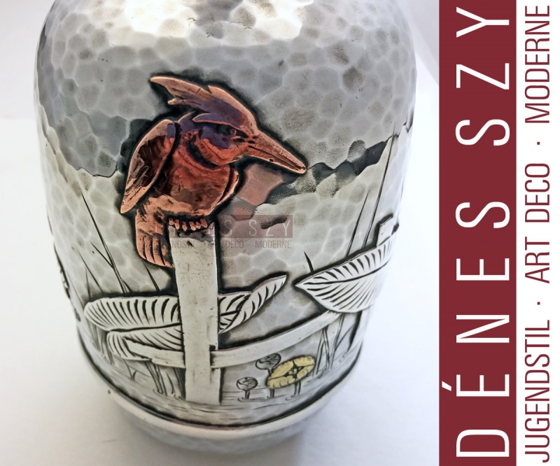 TIFFANY & Co American Sterling mixed metal japanesque bud vase