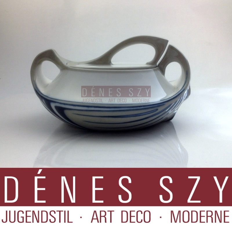 MEISSENER JUGENDSTIL PORZELLAN ZUCKERDOSE Muster SAXONIA ca 1900