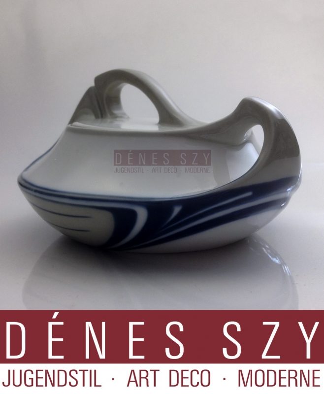 MEISSENER JUGENDSTIL PORZELLAN ZUCKERDOSE Muster SAXONIA ca 1900