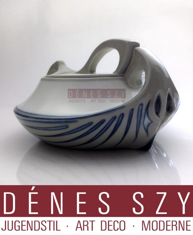 MEISSENER JUGENDSTIL PORZELLAN ZUCKERDOSE Muster SAXONIA ca 1900