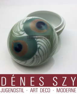 Meissener Jugendstil Porzellan Deckeldose Pfauenaugendekor