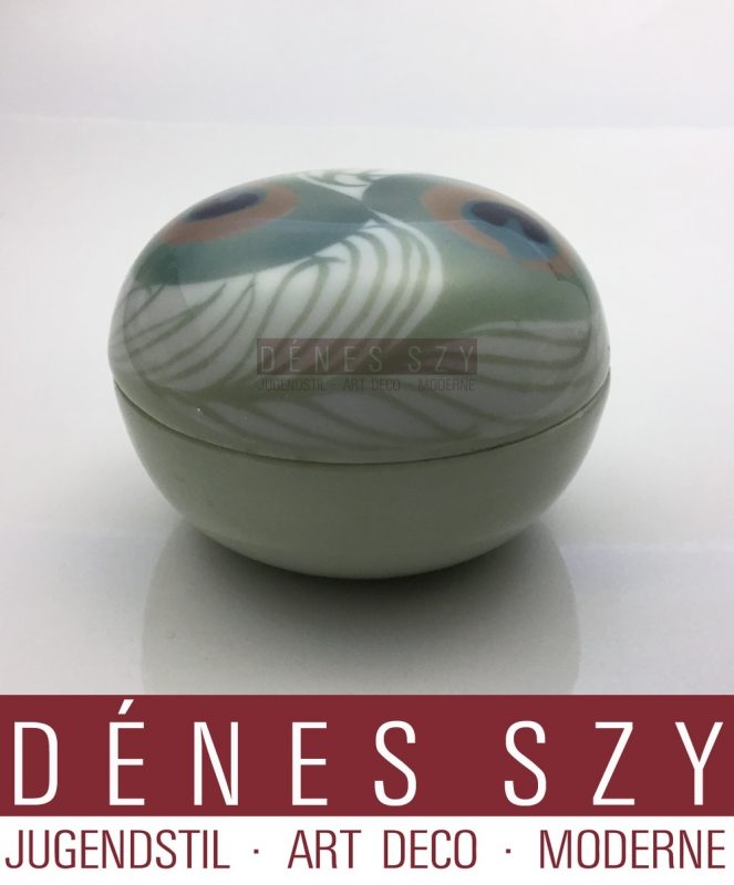 Meissener Jugendstil Porzellan Deckeldose Pfauenaugendekor