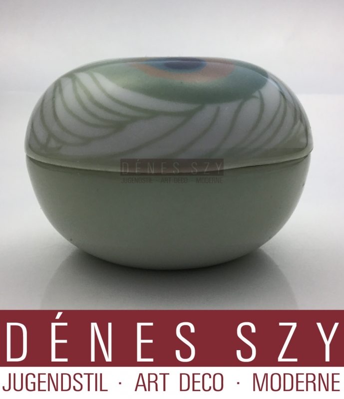 Meissener Jugendstil Porzellan Deckeldose Pfauenaugendekor