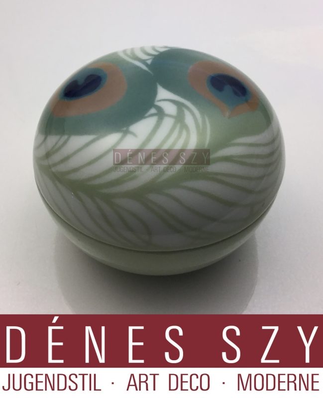 Meissener Jugendstil Porzellan Deckeldose Pfauenaugendekor