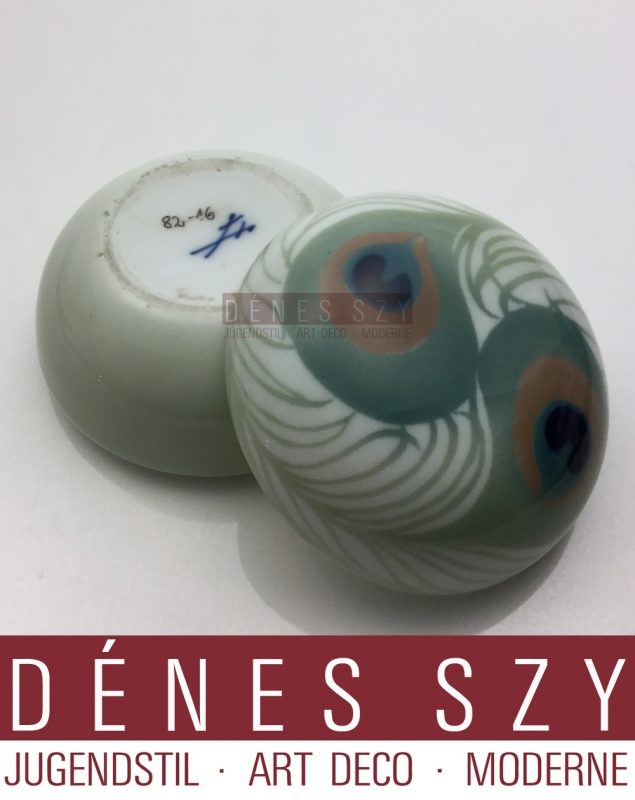 Meissener Jugendstil Porzellan Deckeldose Pfauenaugendekor