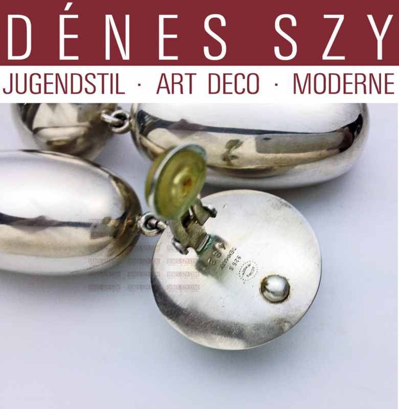 Georg JePAIRE DE CLIPS D'OREILLES # 483. Bijoux design danois, fait main, Exécution: les orfèvres Georg Jensen, Copenhague 20e siècle. Argent sterling, argent, SOLVnsen Sterling Silber SCHMUCK Paar Ohrclips # 483