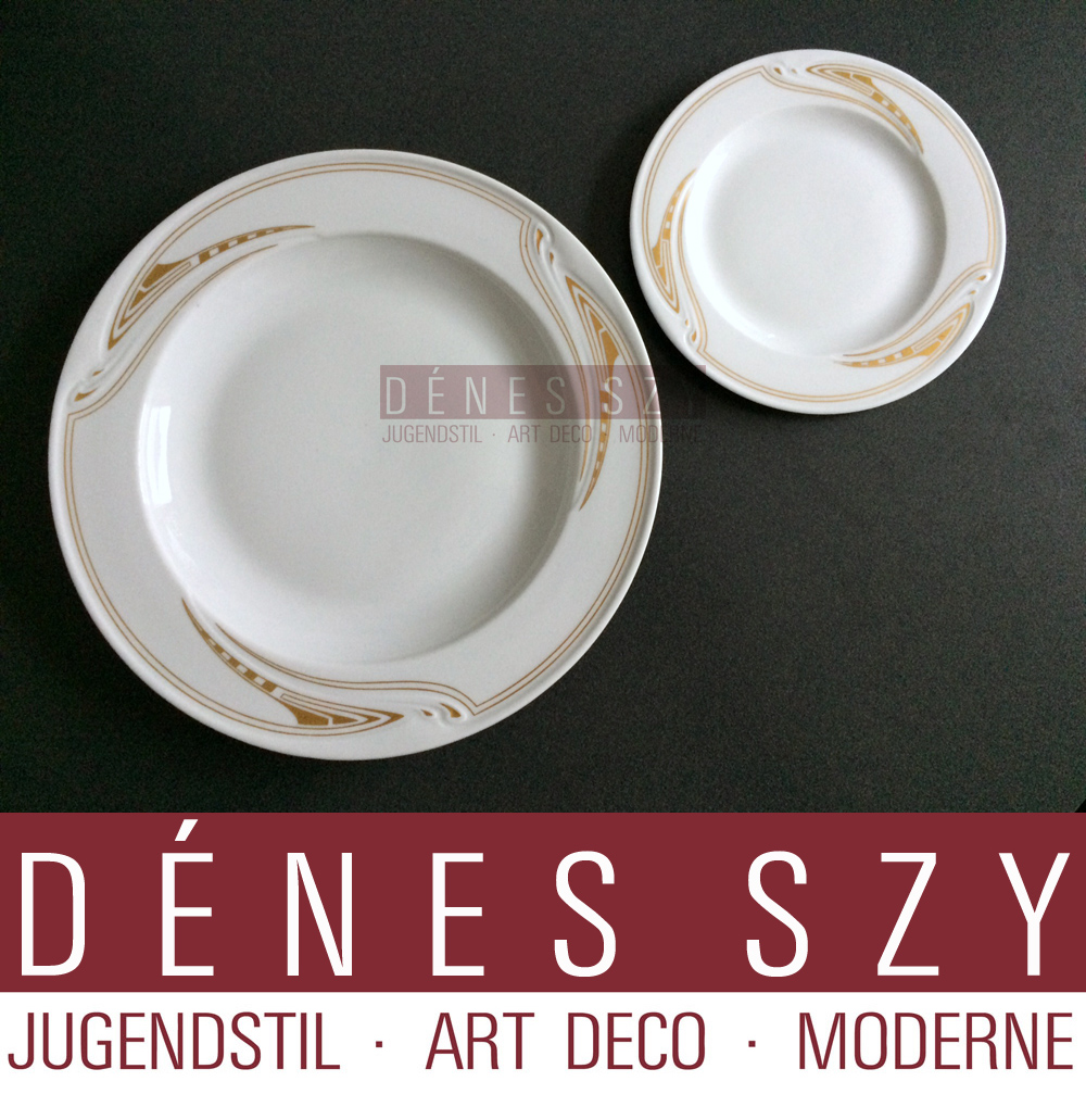 Meissen Art Nouveau porcelain bread plate whiplash pattern in gold