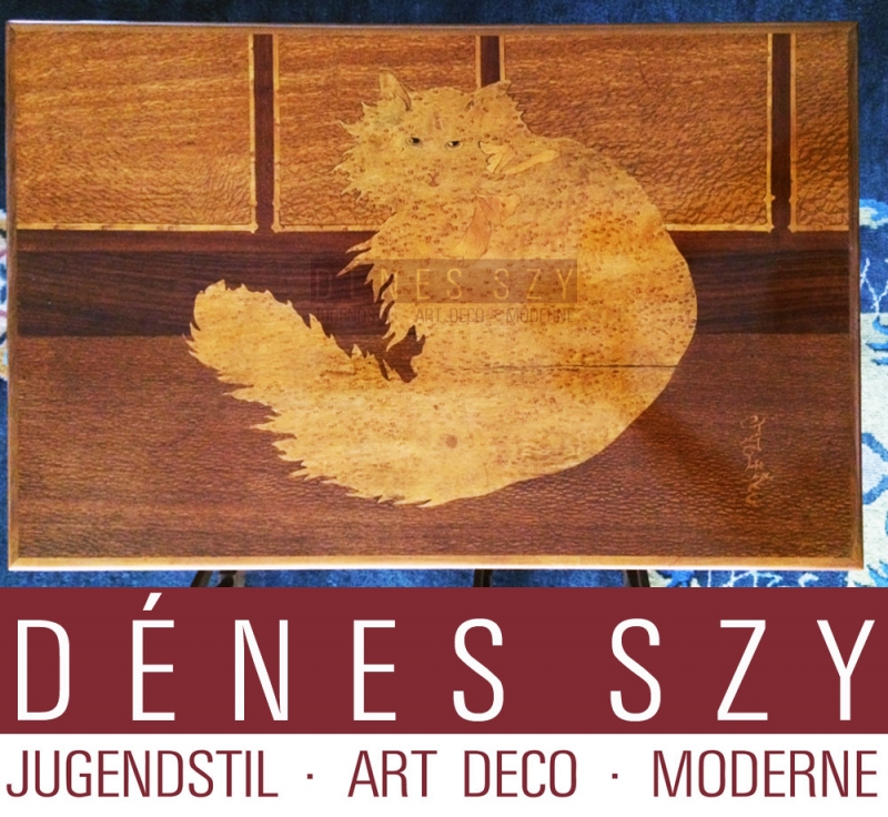 Emile Gallé, Nancy, in stile Liberty tavolo, tavoli, Gatti intarsiati