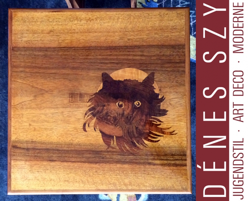 Emile Gallé, Nancy, in stile Liberty tavolo, tavoli, Gatti intarsiati