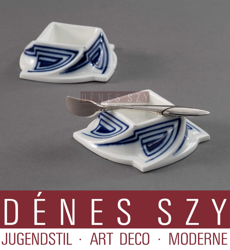 Recipient de poivron en porcelaine de motif coup de fouet émaillé en bleu, Meissen