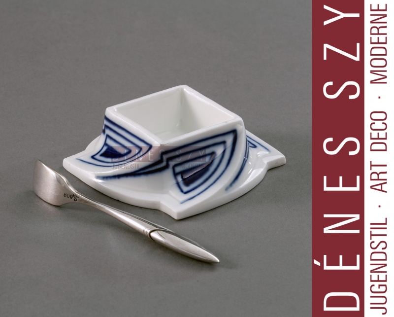 Recipient de poivron en porcelaine de motif coup de fouet émaillé en bleu, Meissen