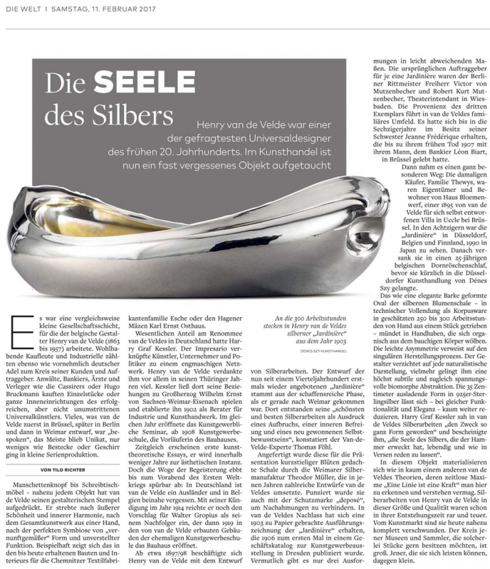 Henry van de Velde silver Jardiniere Theodor Müller, Weimar 1903