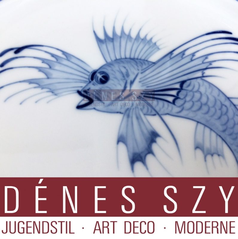 Meissener Jugendstil Porzellan Teller der HAPAG mit Drachenfisch