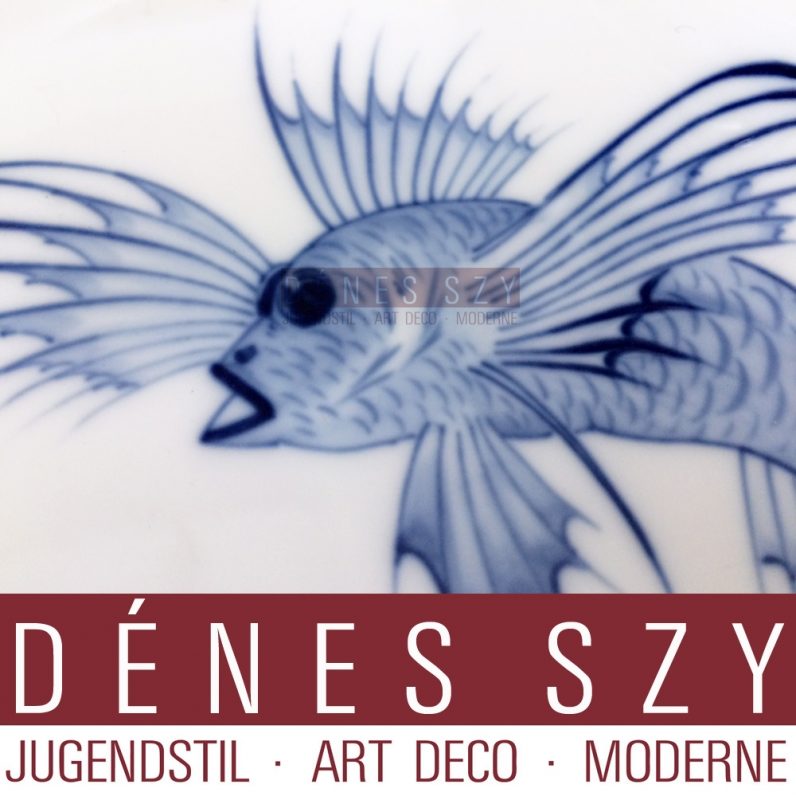 Meissener Jugendstil Porzellan Teller der HAPAG mit Drachenfisch