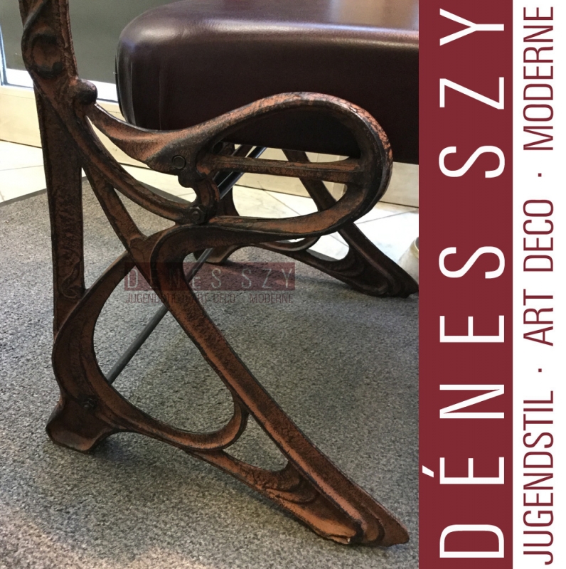 poltrona ribaltabile epoca liberty, ghisa e cuoio, Francia inizio XX. secolo