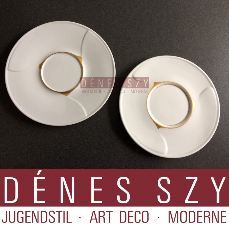 Henry van de Velde, Meissen Art Nouveau porcelain, whiplash, saucer in gold