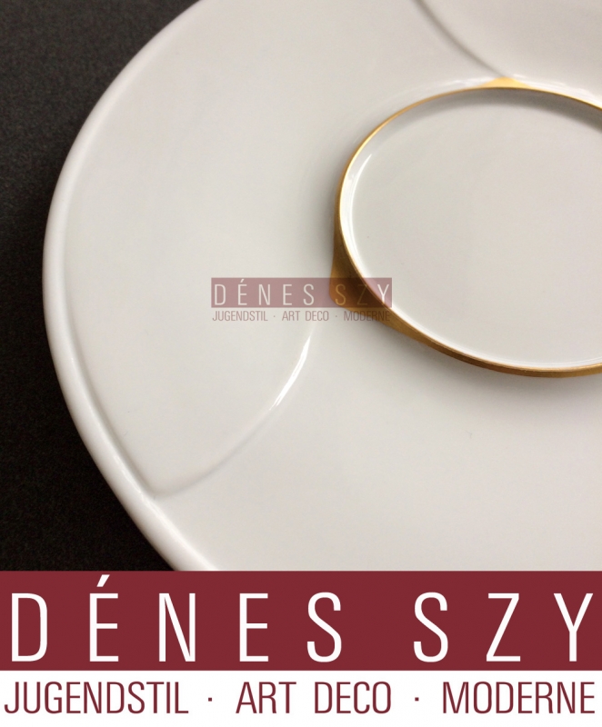 Henry van de Velde, Meissen Art Nouveau porcelain, whiplash, saucer in gold
