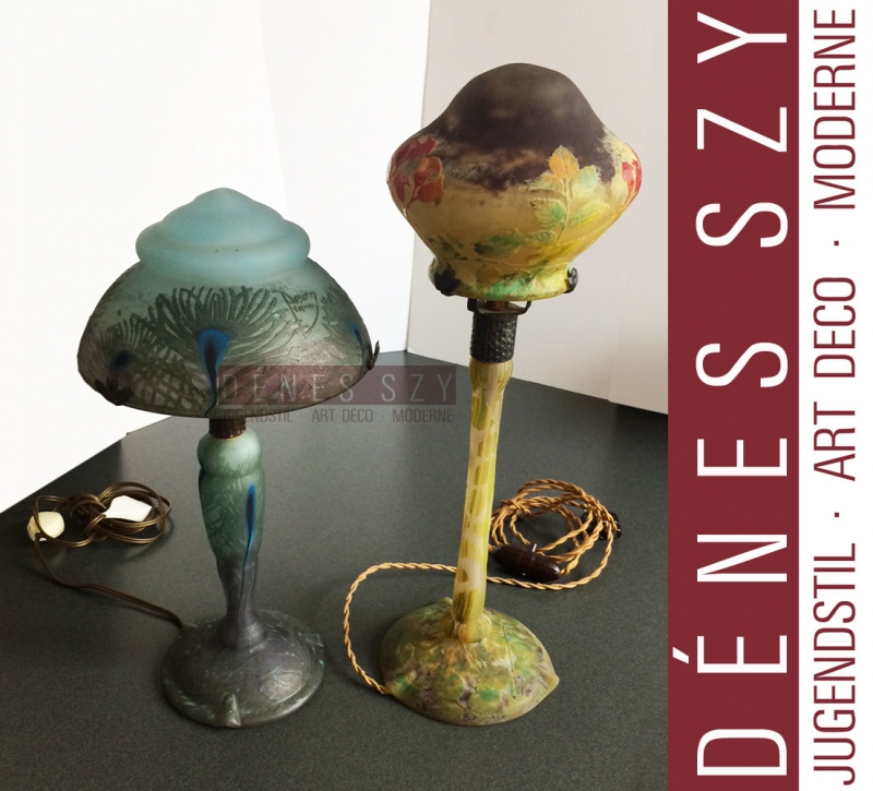Daum Nancy French Art Nouveau 1900 glass table lamp rose hip