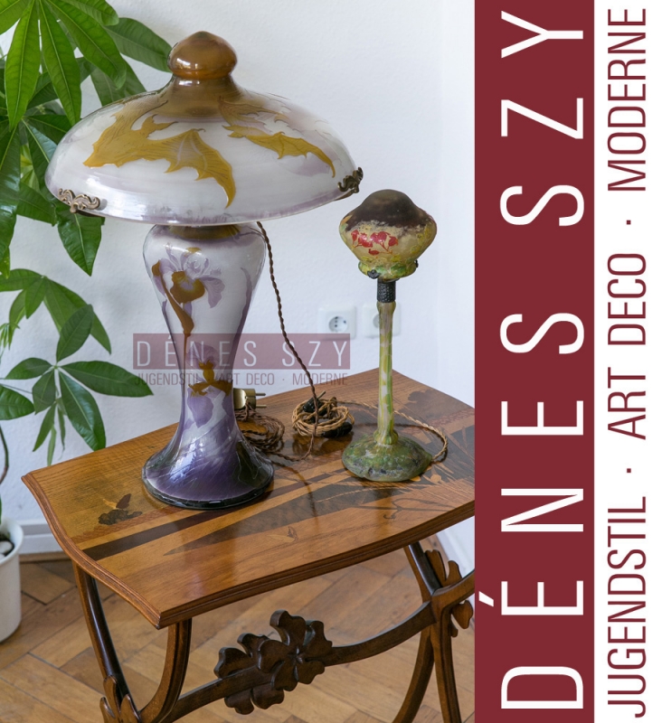 Daum Nancy French Art Nouveau 1900 glass table lamp rose hip