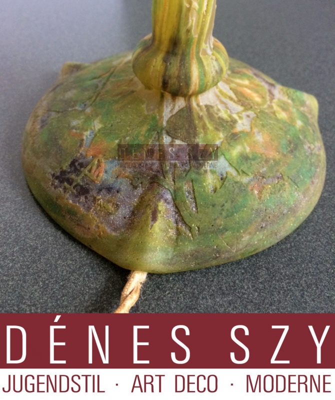 Daum Nancy French Art Nouveau 1900 glass table lamp rose hip