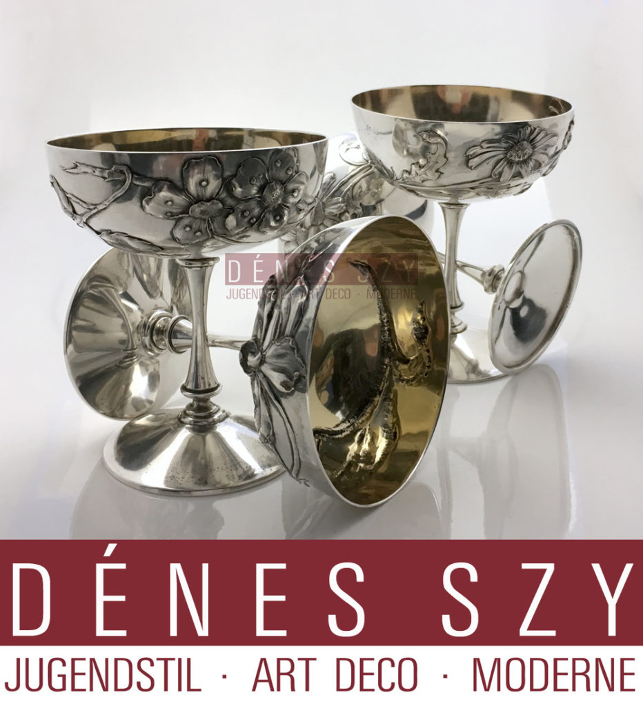 WOLFERS FRÈRES Brüssel STERLING Art Nouveau Sektkelche
