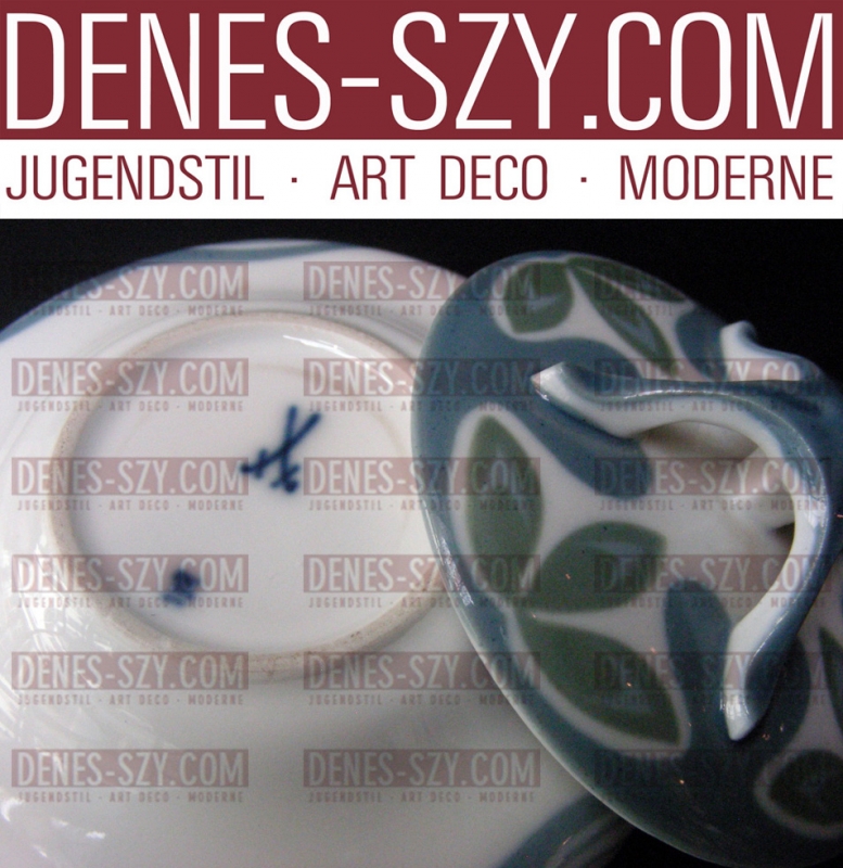MEISSEN art nouveau en porcelaine, motif trèfle, boîte à sucre par T. Grust – Image 3