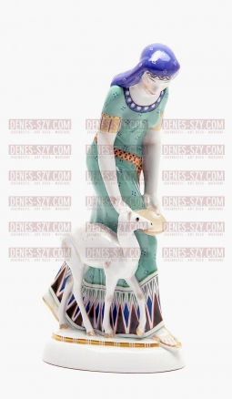 LA DONNA EGIZIANA CON CERVO, disegno di Adolph Amberg 1904-1910