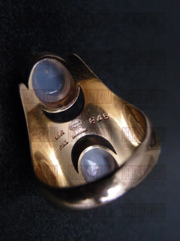 Georg Jensen Bague en or 845 avec cabochons de pierre de lune