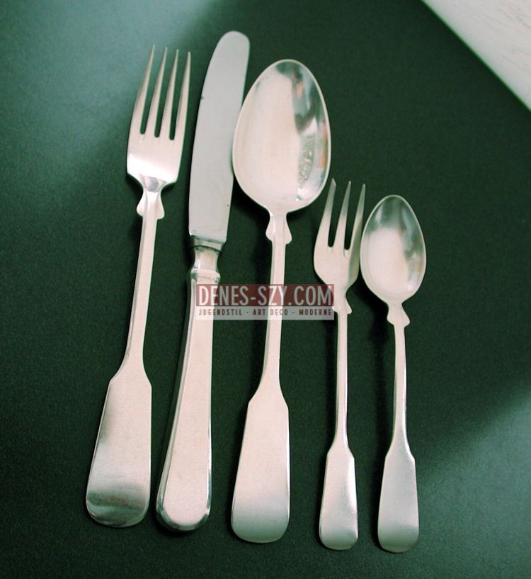 Robbe & Berking Silver 800 table cutlery for 12 persons, 60 pieces, model SPATEN, Execution: Silver manufacturer Robbe & Berking Flensburg, Germany