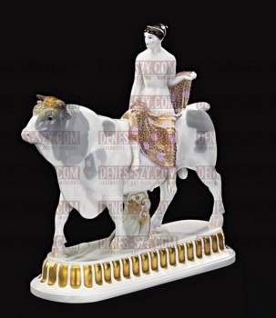 Royal KPM Berlino figura di porcellana dal corteo nuziale, LA SPOSA come Europa sul toro, disegno di Adolph Amberg 1904-1910