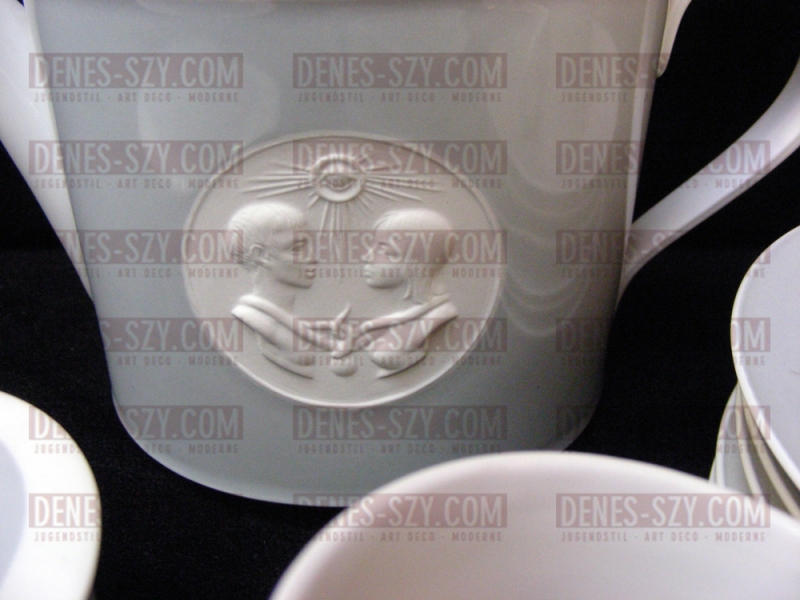 servizio da caffè moca in porcellana di Berlino modello Arkadia versione grigia