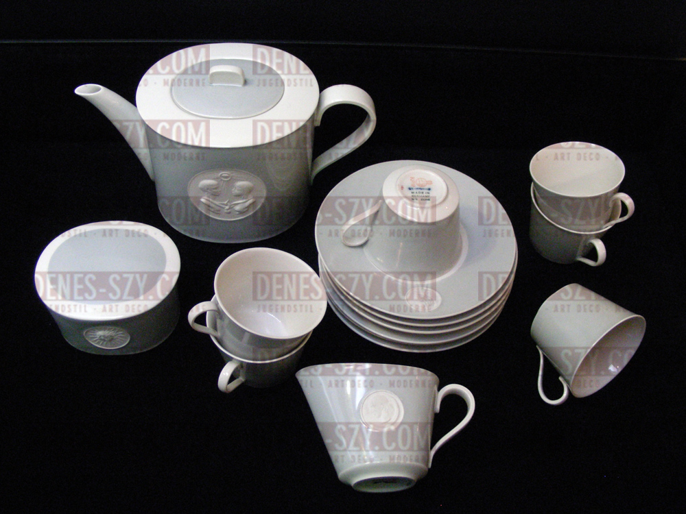 KPM BERLIN PORZELLAN, ARKADIA Mokka Service GRAU